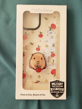 Iphone 16 Capybara Phone Case ChiCs-Fleur Cherries Clear Background